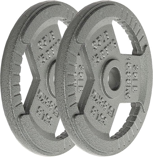Cast Iron Gym Weight Plates | 1" and 2" Olympic Bumper Plates for Weightlifting, CrossFit, Deadlift, and Squat