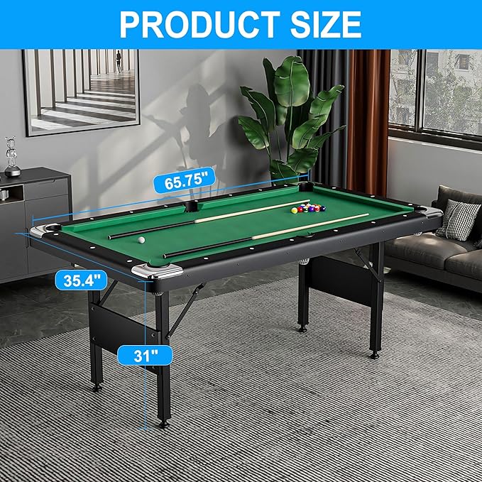 3 in 1 Billiard Table, 5.5 FT Folding Pool Table with Ping Pong Table and Dining Top, Multi Game Table Includes Billiard Accessories and Tennis Paddles for Family Game Room, Basements