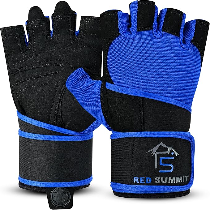 Weight Lifting Gym Gloves for Men & Women, Workout Exercise Gloves with Wrist Support & Anti-Slip Palm for Hanging, Rowing, Pullups, Bodybuilding, Powerlifting & Calisthenics