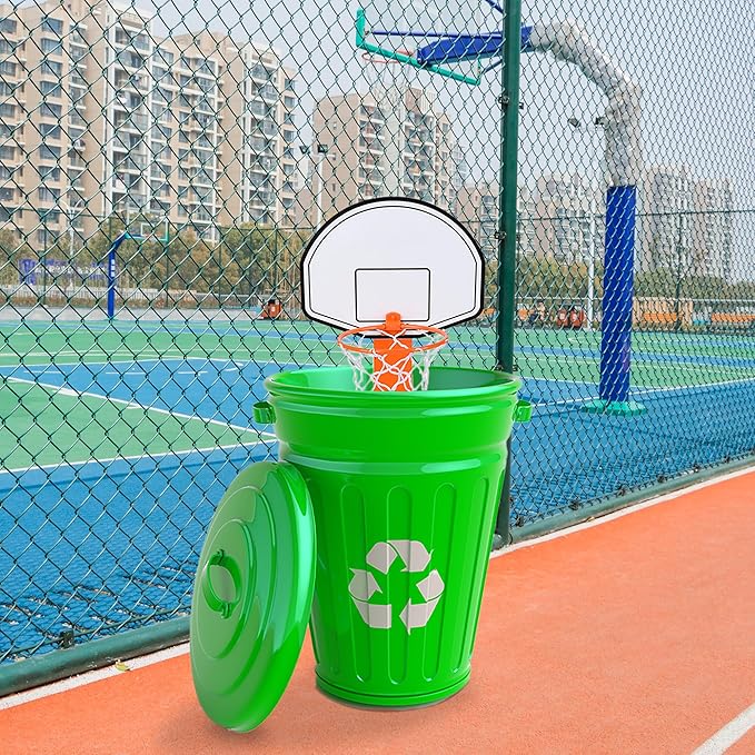 ArtCreativity Mini Basketball Hoop Trash Can Set, Includes Clip-On Hoop with Backboard, Inflatable Ball and Pump, Fun Indoor Basketball Hoop for Kids, Office Toys, Trashketball Classroom Games
