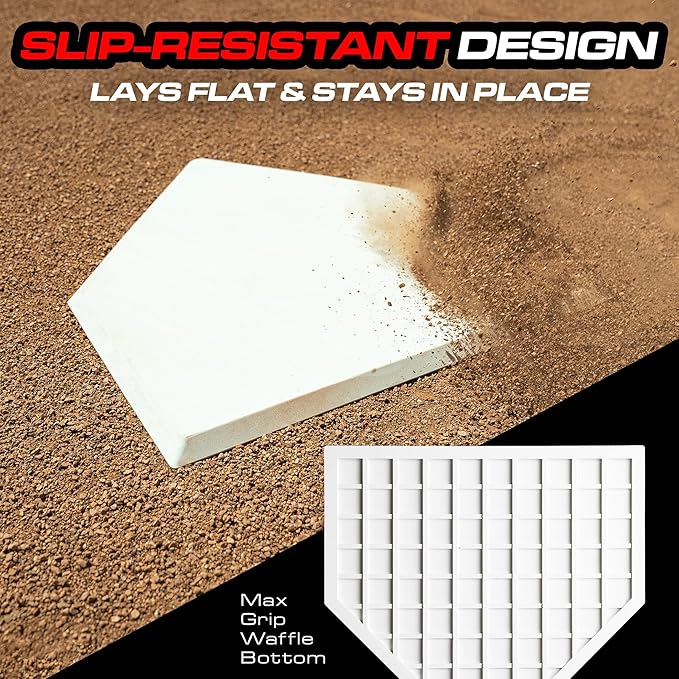 GoSports Baseball & Softball Home Plate - Heavy-Duty Rubber Throw Down Base with Waffle Bottom