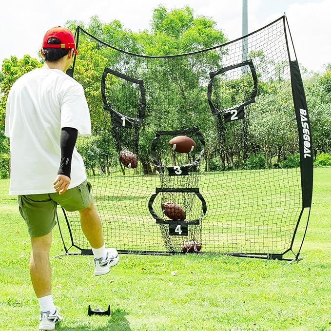 8ft Football Nets with 4 Target Pockets for Improving Accuracy Throwing