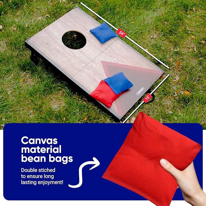 Portable Cornhole Board Set 24"x15", Foldable Wooden Travel Size Corn Hole Game Sets, Incl 2 Boards 8 Canvas Bean Bags, Indoor & Outdoor Lawn Toss Games Activity, for Kids Teens & Adults