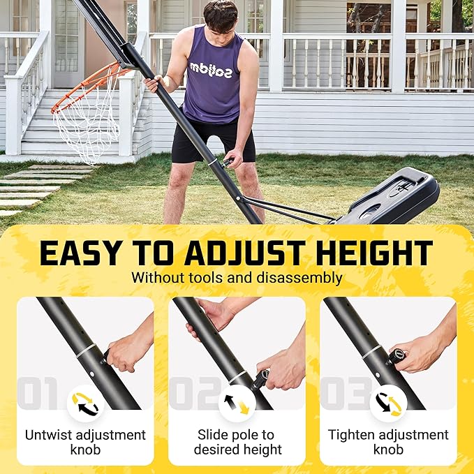 Aimking Basketball Hoop Outdoor 3.3-10FT 5s-Rapid-Adjustable, 40/44 inch Shatterproof Backboard & Enlarged Base, Portable Basketball Hoop & Goal for Kids/Adults/Families in Poolside/Backyard/Indoor