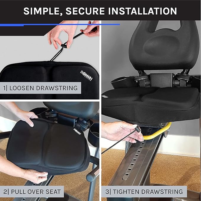 Bike Seat Cushion for Recumbent Bike - Pad Gel Exercise Bike Seat Cover for Recumbent Bike Seat, Stationary Spin Bicycle Seat, Women and Men, 39.37 x 29.21 cm