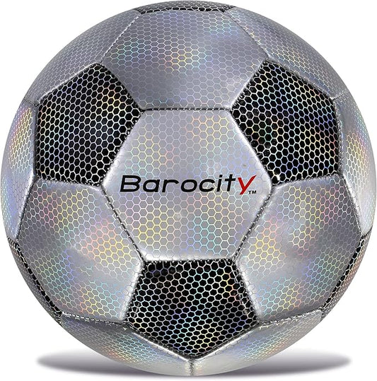 Soccer Ball - Premium Boy and Girl Official Match Ball with Cool Reflective Iridescent Rainbow Hex Pattern, Durable, Indoor, Outdoor, Training, Practice, Playtime and Games