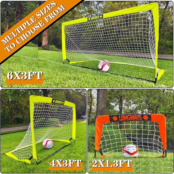Soccer Goal – Foldable Frame Net for Kids + Youth – Indoor + Outdoor Soccer Goal with Carry Bag – Easy Setup – Multiple Sizes for Practice & Games