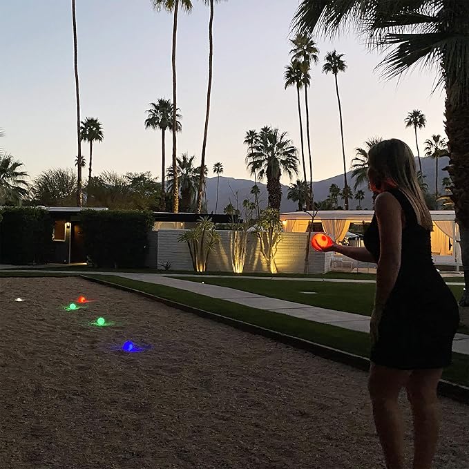 GoSports LED Bocce Ball Game Set - Includes 8 Light Up Bocce Balls, Pallino, Case and Measuring Rope - Choose 85 mm or 100 mm