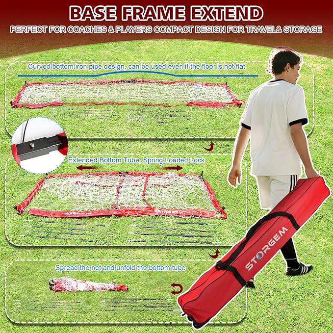 Storgem Soccer Goal,Soccer Net,Soccer Goals for Backyard,with Bow Frame,Collapsible Metal Base and 15 Training Cones