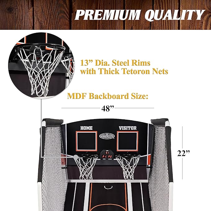 Barrington Urban Arcade Basketball Game Indoor Dual Shot, 6 Balls Included, Pop Off with The Perfect Indoor Electronic Basketball Game