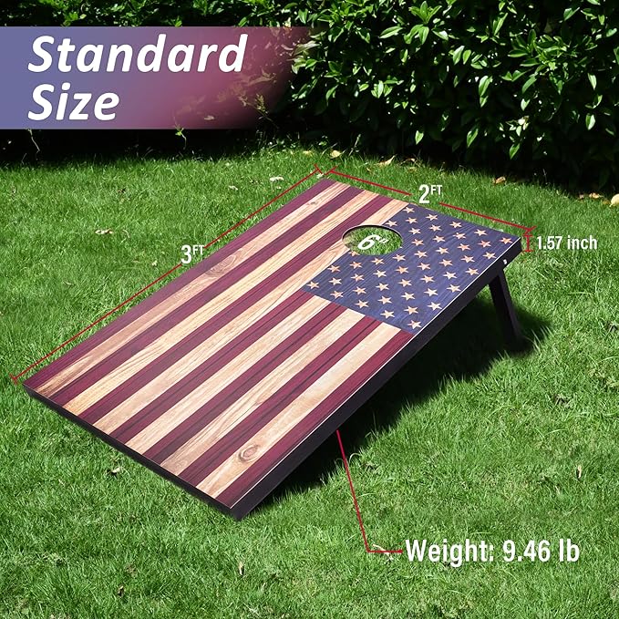 Cornhole Set, Regulation/Tailgate Size Cornhole Boards with 8 Bean Bags and Carrying Case, 4x2/3x2 Corn Hole Outdoor Game Toss Board for Adults Outside Activities