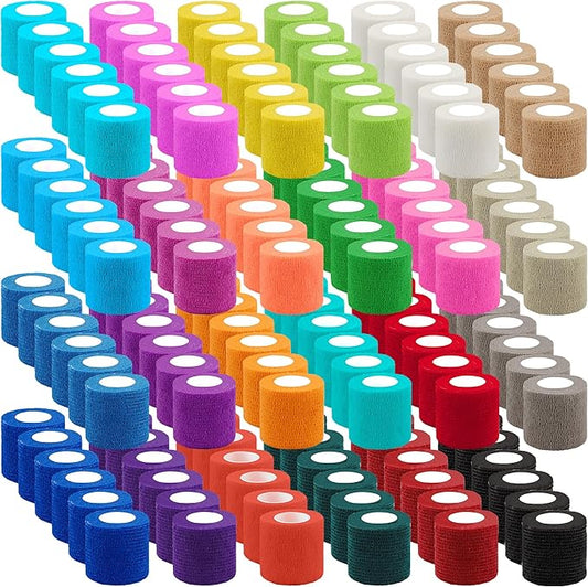 BQTQ 144 Rolls Self Adhesive Bandage Wrap 2 Inch Colorful Self Adherent Wrap Tape Sticky Bandage Athletic Wrap Self Adhesive Wrap for Sports Vet Wrist Ankle Sprains