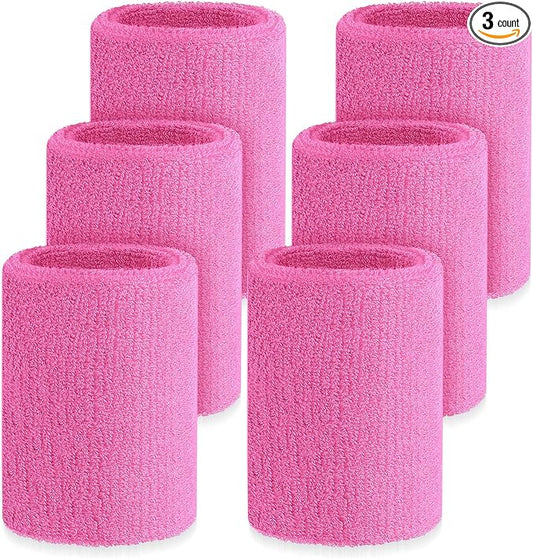 Wettarn 6 Pcs 4 Inch Wrist Sweatbands Tennis & Gymnastics Wristbands for Grips & Sport Cotton Elastic Thick Wrist Bands for Tennis & Football