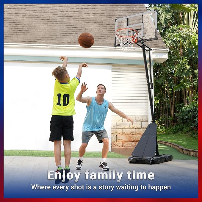WIN.MAX Basketball Hoop Outdoor with Shatterproof Backboard and Larger Base, Portable Basketball Hoop Goal System Youth/Adults in Backyard/Driveway/Poolside