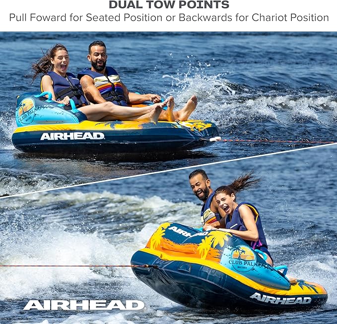 Airhead Mable Inflatable Towable Tube, 1-4 Rider Models, Dual Tow Points, Full Nylon Cover, EVA Foam Pads, Patented Speed Valve, Boat Tubes and Towables