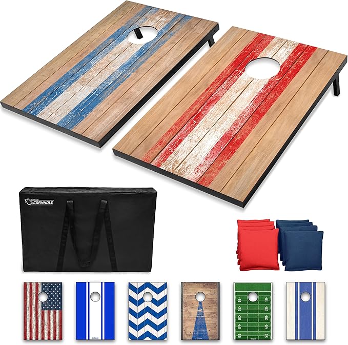 GoSports Portable Cornhole Sets, 8 Styles – Choose 4 x 2 ft or 3 x 2 ft - Boards Include 8 Bean Bags, Travel Case, and Game Rules
