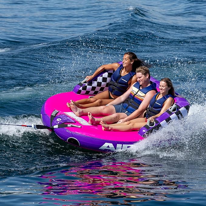 Airhead Mable Inflatable Towable Tube, 1-4 Rider Models, Dual Tow Points, Full Nylon Cover, EVA Foam Pads, Patented Speed Valve, Boat Tubes and Towables