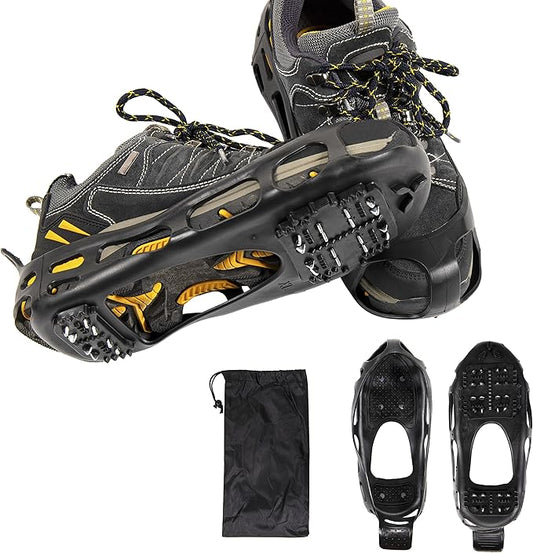 Snow Shoe Grip for Hiking on Snow and Ice, Heavy Duty Traction Aid with Steel Spikes (1 Pair)