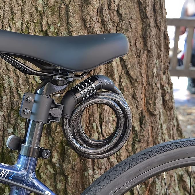 Lumintrail Combination Bike Lock Cable - 6 Feet Bike Locks 2 Pack Heavy Duty Anti Theft with Combinations - Bike Cable Lock Combination with Mounting Brackett (2 Pack, Black)