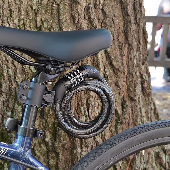 Lumintrail Combination Bike and Scooter Lock Cable - 6ft Bike Locks Heavy Duty Anti Theft with Combinations - Bike Cable Lock Combination with Lock Holder (1 Pack, Black)