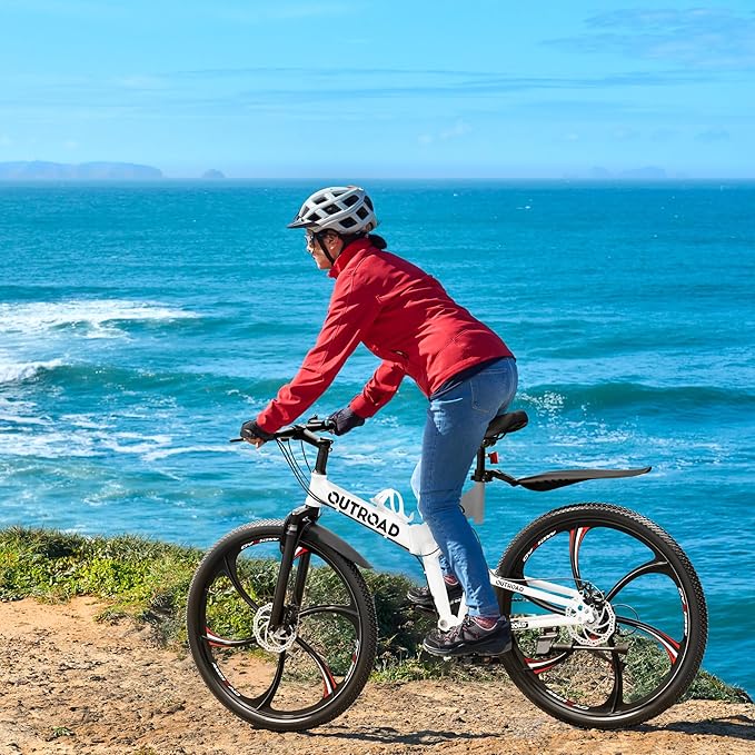 Outroad Folding Mountain Bike Foldable/Unfoldable Bike 26 Inch for Adult, 21-Speed Dual Suspension High-Carbon Steel MTB Foldable Bicycle, Dual Disc Brake Folding Bikes for Women and Men