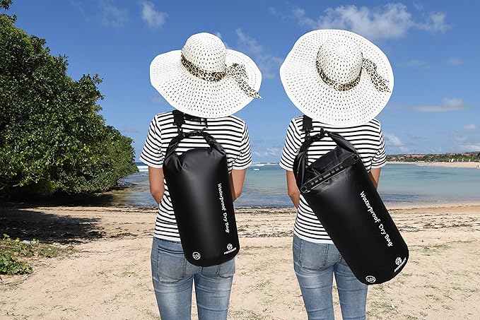 Freegrace Waterproof Dry Bags Set Of 3 Dry Bag With 2 Zip Lock Seals & Detachable Shoulder Strap, Waist Pouch & Phone Case - Can Be Submerged Into Water - For Swimming (Black, 10L)