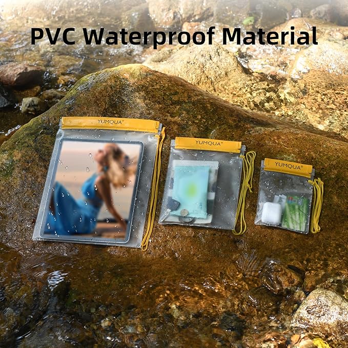 Clear Waterproof Bags, Water Tight Cases Pouch Dry Bags for Camera Mobile Phone Maps Pouch Kayak Military Boating Document Holder