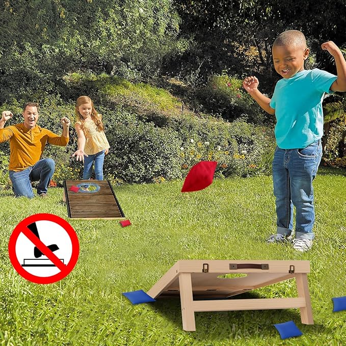 Portable Cornhole Board Set 2 ft x 1 ft Cornhole Set with 6 Bean Bags Foldable Cornhole Game for Kids and Adult Indoor or Outdoor Backyard Corn Hole Toss Games