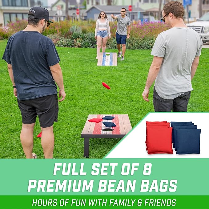 GoSports Portable Cornhole Sets, 8 Styles – Choose 4 x 2 ft or 3 x 2 ft - Boards Include 8 Bean Bags, Travel Case, and Game Rules