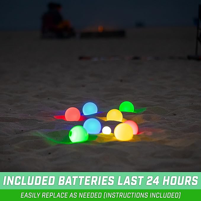 GoSports LED Bocce Ball Game Set - Includes 8 Light Up Bocce Balls, Pallino, Case and Measuring Rope - Choose 85 mm or 100 mm