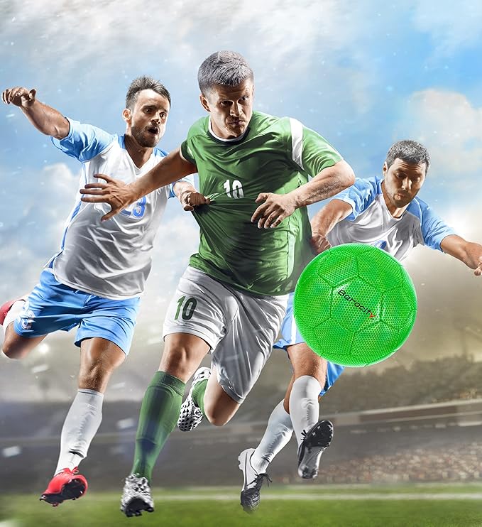 Soccer Ball - Premium Boy and Girl Official Match Ball with Cool Reflective Iridescent Rainbow Hex Pattern, Durable, Indoor, Outdoor, Training, Practice, Playtime and Games