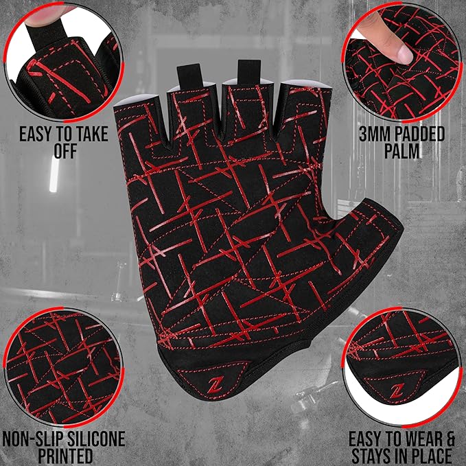 ZRIX Breathable Workout Gloves for Women, Weight Lifting Gloves for Gym, Cycling, Exercise, Fitness and Training, with Excellent Grip and Cushion Pads