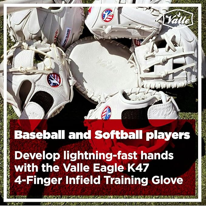 Eagle K47 4-Finger Infielders Training Glove for Baseball and Softball - Soft Leather & Elite Fielding Equipment for Practice & Drills - Right or Left Hand Throw