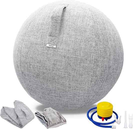 Exercise Ball Chair with Fabric Cover, Standard Size (25inches/65cm), for Home Offices, Balance Training, Yoga Ball