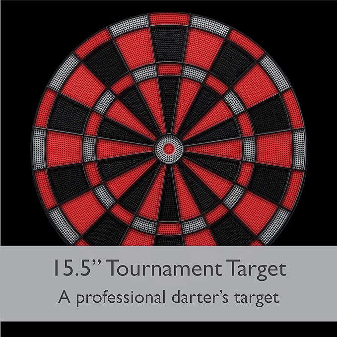 Viper by GLD Products Neptune Electronic Dartboard Cabinet Combo Pro Size Over 55 Games Large Auto-Scoring LCD Cricket Display Extended Dart Catch Area 16 Player Multiplayer with Soft Tip Darts and Power Adapter , 21.5" L x 26.5" W x 3.5" H