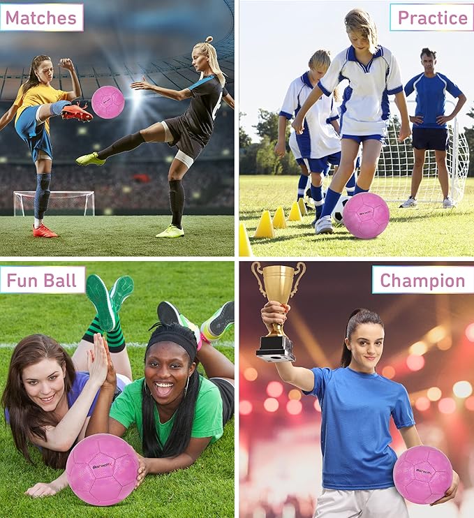Soccer Ball - Premium Boy and Girl Official Match Ball with Cool Reflective Iridescent Rainbow Hex Pattern, Durable, Indoor, Outdoor, Training, Practice, Playtime and Games