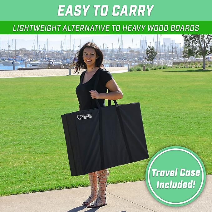 GoSports Portable Cornhole Sets, 8 Styles – Choose 4 x 2 ft or 3 x 2 ft - Boards Include 8 Bean Bags, Travel Case, and Game Rules