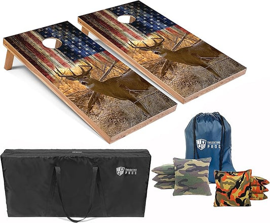 Tailgating Pros American Themed Lightweight Corn Hole Board Set w/Bean Bags and Carrying Case - 4'x2' Cornhole Toss