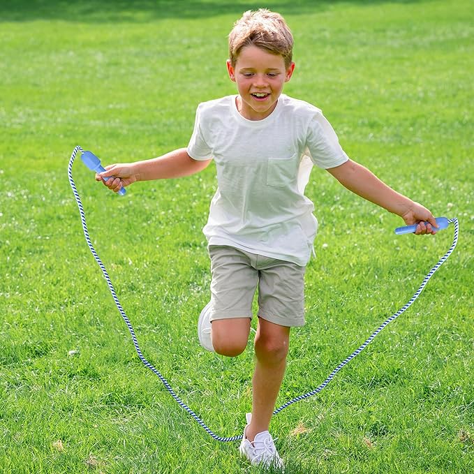 Kids Jump Rope, Colorful Nylon Skipping Ropes for Children, 7.78FT Adjustable Length, 5.51IN Handles, Lightweight Skipping Ropes Set for Indoor & Outdoor Play Fitness School Activities