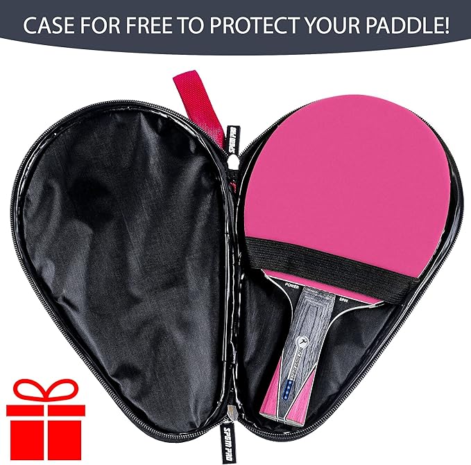 Ping Pong Paddle with Killer Spin + Case for Free - Professional Table Tennis Racket for Beginner and Advanced Players - Improve Your Ping Pong Skills with JT Ping Pong Paddle Set