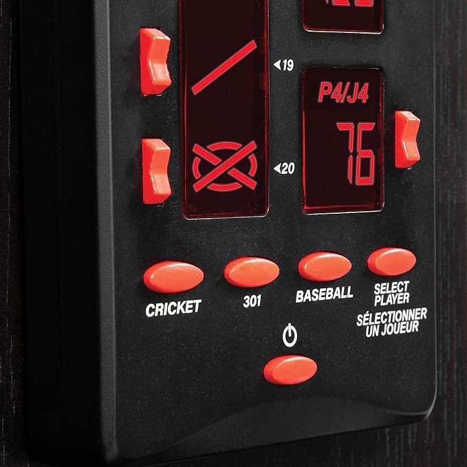 EastPoint Sports Tournament Bristle Dartboard and Easy Hang Cabinet with Electronic Scoreboard and 6 Steel Tip Darts