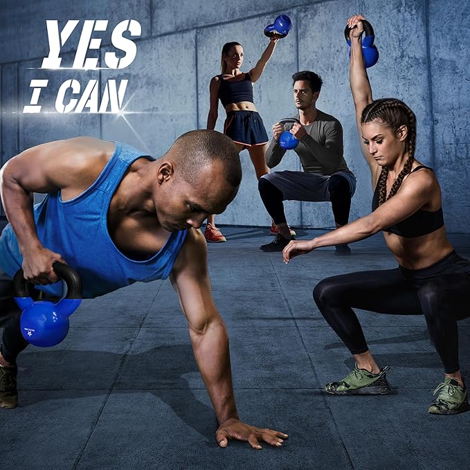 Yes4All Kettlebell, 5-100 LB Vinyl Coated Cast Iron Strength Training Kettlebells for Home Gym Exercises, Fitness, Full Body Workout Equipment, Push Ups, and Grip Strength