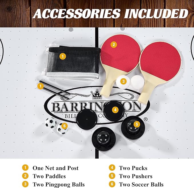 Barrington Combo Game Table – Foosball, Air Hockey, Table Tennis & More – Multi Game Table for Home or Game Room