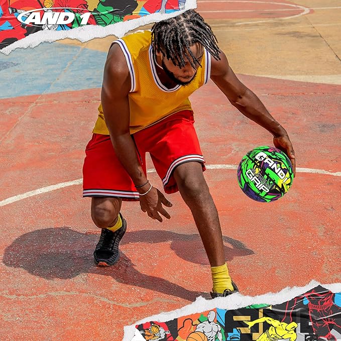 AND1 Supreme Grip Rubber Basketball: Official Regulation Size 7 (29.5 inches) - Deep Channel Construction Streetball, Made for Indoor Outdoor Basketball Games