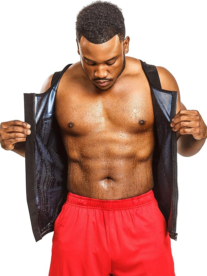 Sweat Shaper Men's Sauna Shirt Zip Tank for Gym, Exercise Sauna Suit