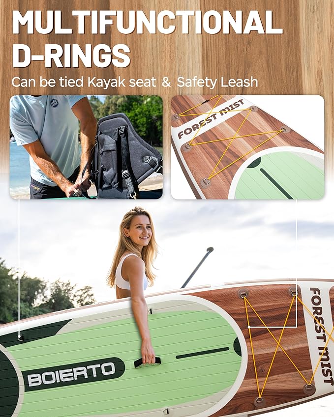 Inflatable Stand Up Paddle Board 10'8“*34"/11'*33" Extra Wide Paddle Boards for Adults, SUP with Premium Accessories & Nylon Backpack, Adjustable Paddle, Hand Pump, Bottom Fin, Leash