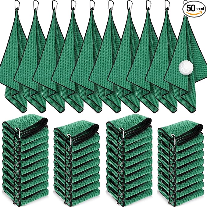 Batiyeer Golf Towels Bulk for Bags 16'' x 16'' Microfiber Waffle Pattern Golf Towel with Clipfor Mini Tournament, Club, Yoga, Fitness