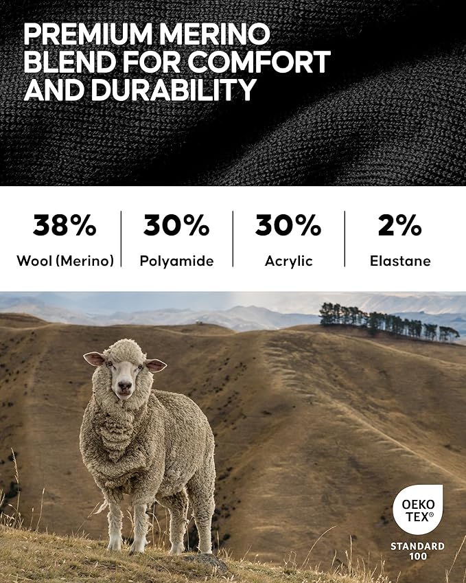 DANISH ENDURANCE Light Hiking Socks, Merino Wool Socks, Anti Blister, Sweat Wicking, Breathable, Men & Women, 3 or 5-Pack