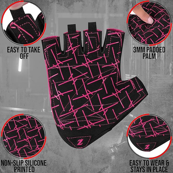 ZRIX Breathable Workout Gloves for Women, Weight Lifting Gloves for Gym, Cycling, Exercise, Fitness and Training, with Excellent Grip and Cushion Pads