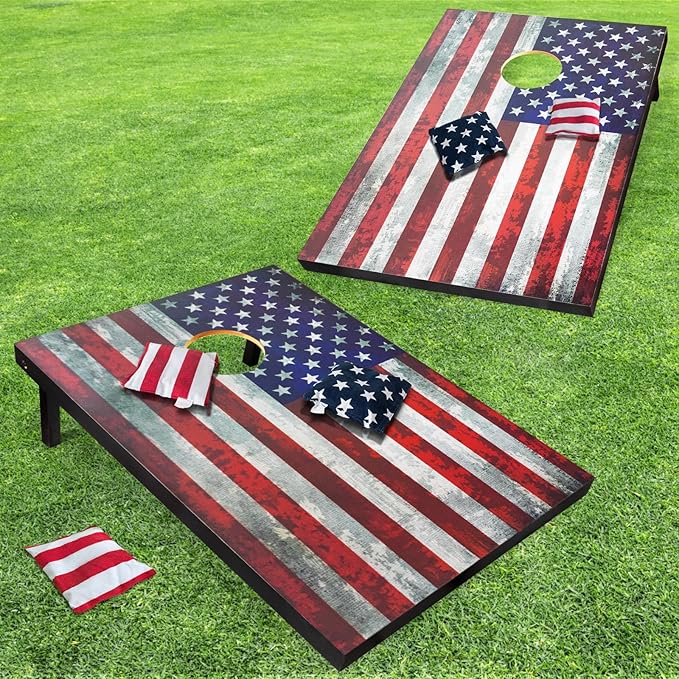 Cornhole Board Set with Carrying Bags & 8 Bean Bags Corn Hole Boards Bean Toss Game for Adults Family Outdoor Lawn Outside Backyard Games
